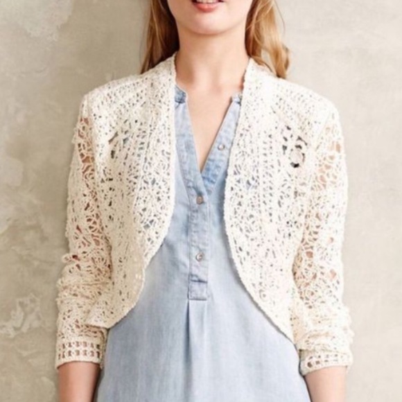 Anthropologie Sweaters - Angel Of The North Odense Crochet Topper Cardigan